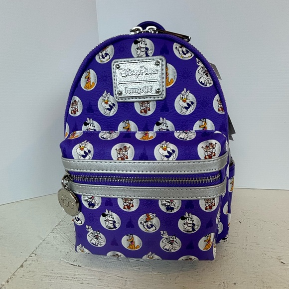 Loungefly Handbags - NWT Disney Loungefly 100th Anniversary Mickey & Friends Purple Platinum Backpack